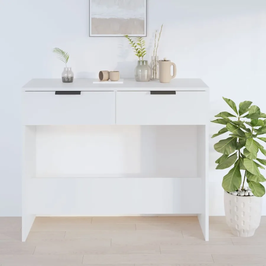 Table console Blanc 90x36x75 cm Bois d'ingénierie - 3