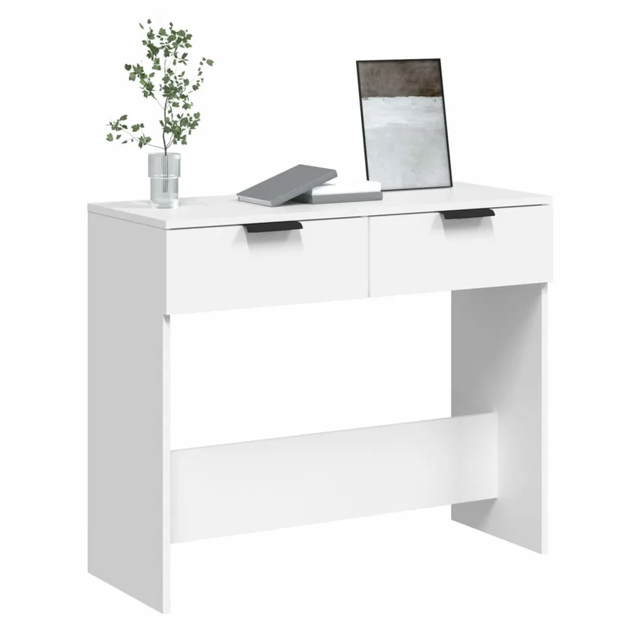 Table console Blanc 90x36x75 cm Bois d'ingénierie - 4