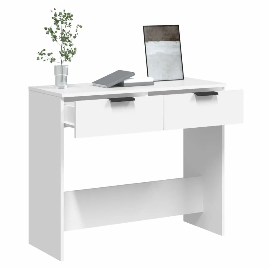 Table console Blanc 90x36x75 cm Bois d'ingénierie - 5