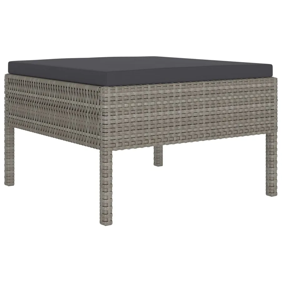 Salon de jardin 6 pcs avec coussins résine tressée gris - 4
