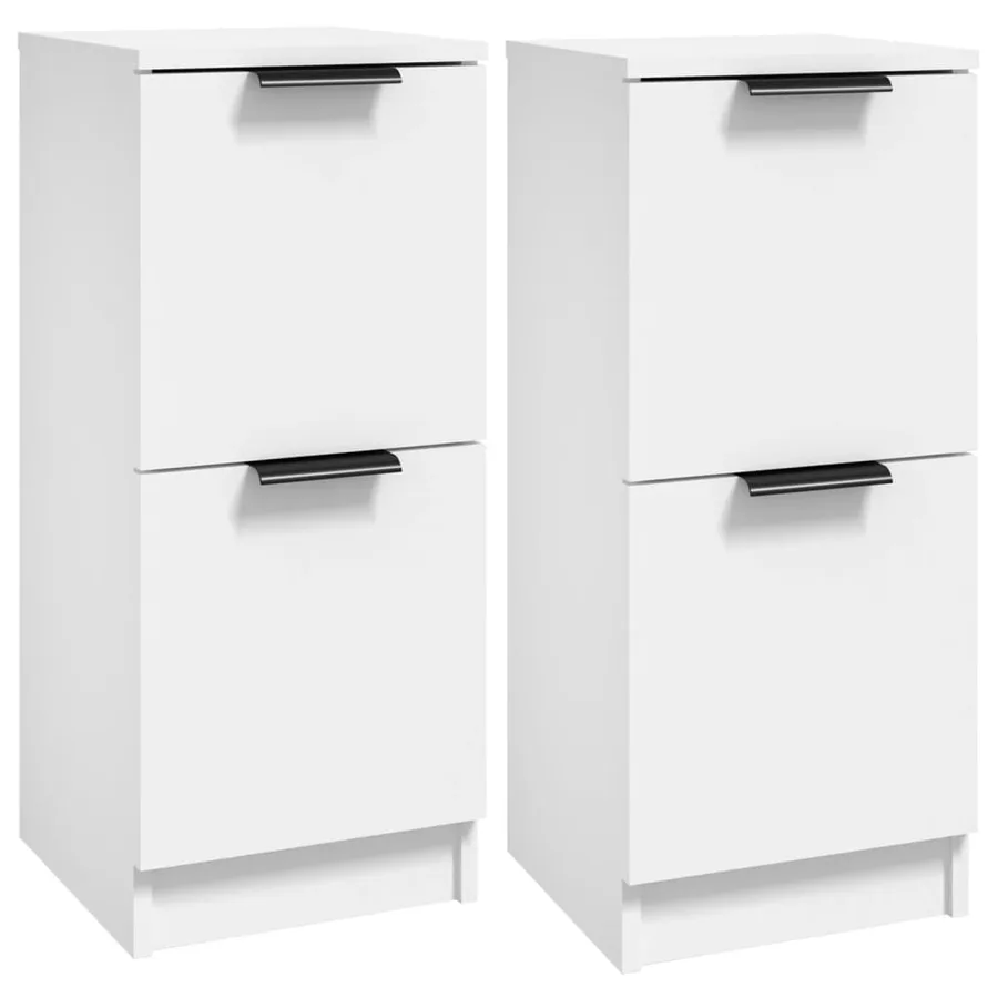 Buffets 2 pcs blanc 30x30x70 cm bois d'ingénierie - 2