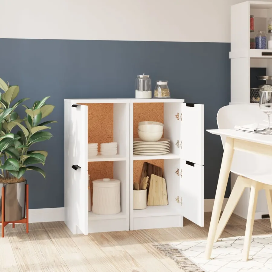Buffets 2 pcs blanc 30x30x70 cm bois d'ingénierie - 3