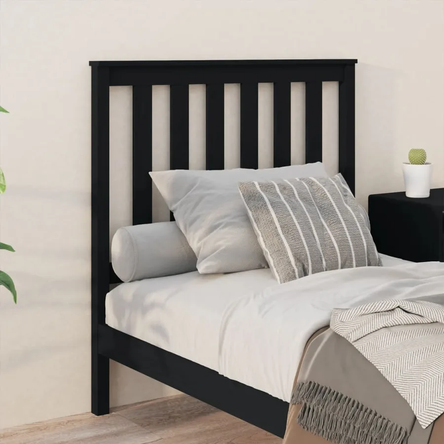 Tête de lit Noir 96x6x101 cm Bois massif de pin - 3