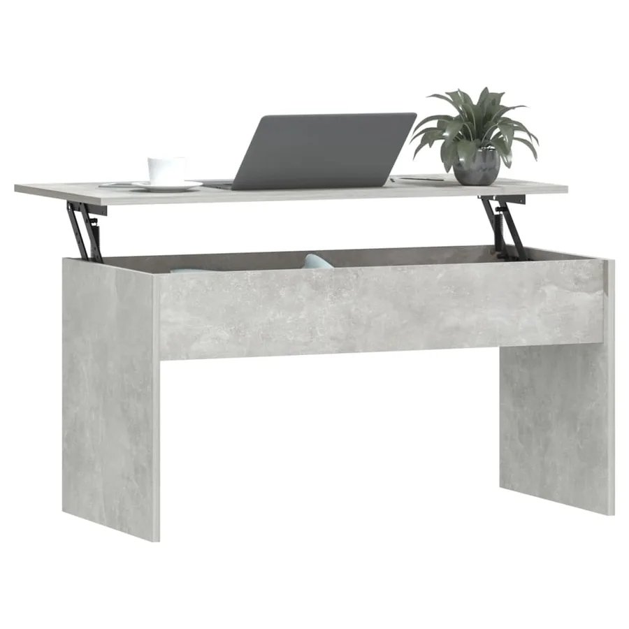 Table basse gris béton 102x50,5x52,5 cm bois d'ingénierie - 7