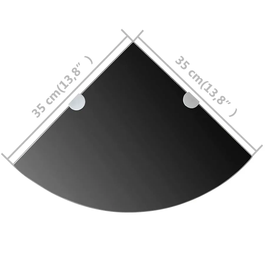 Étagères d'angle 2 pcs et supports chromés Verre Noir 35x35 cm - 7