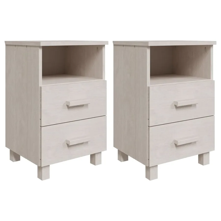 Tables de chevet HAMAR 2 pcs Blanc 40x35x62 cm Bois massif - 2