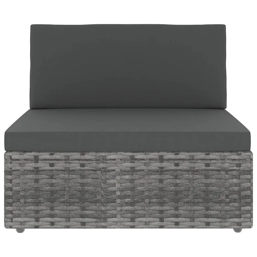 Salon de jardin 5 pcs avec coussins Gris Résine tressée - 3