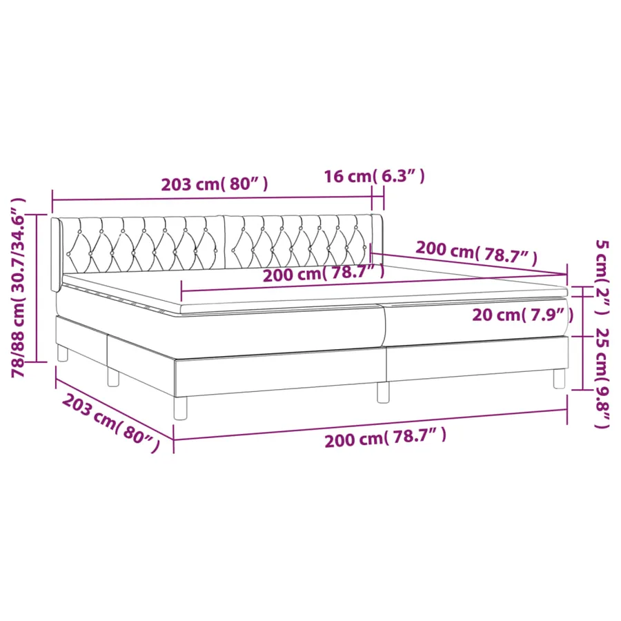 Sommier à lattes de lit avec matelas Marron foncé 200x200 cm - 7