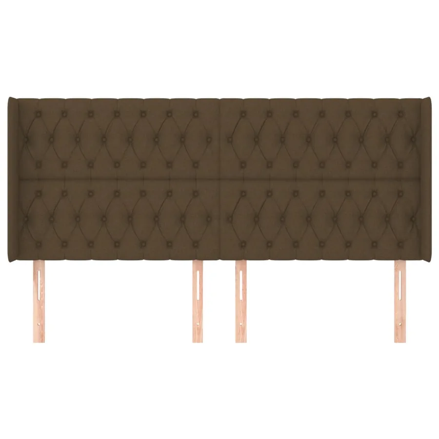 Tête de lit avec oreilles Marron foncé 203x16x118/128 cm Tissu - 3