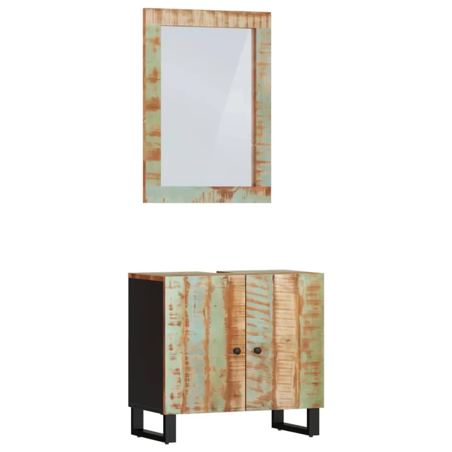 Ensemble de meubles de salle de bain 2 pcs bois massif récupéré - 2
