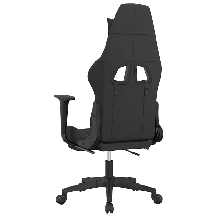 Chaise de jeu de massage avec repose-pied Noir et bleu Tissu - 5