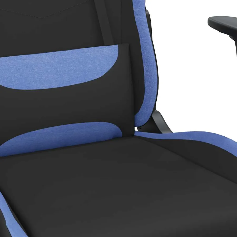 Chaise de jeu de massage avec repose-pied Noir et bleu Tissu - 7