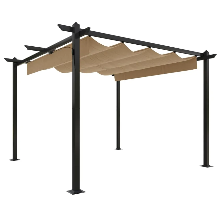 Tonnelle de jardin avec toit rétractable 3x3 m Taupe - 2