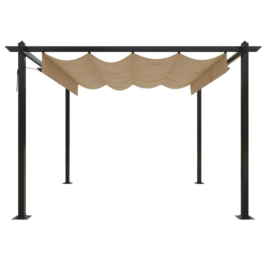 Tonnelle de jardin avec toit rétractable 3x3 m Taupe - 3
