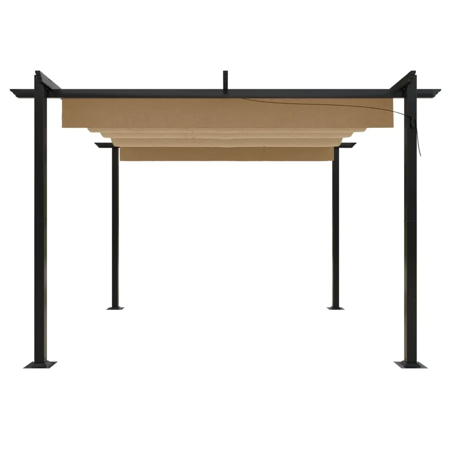 Tonnelle de jardin avec toit rétractable 3x3 m Taupe - 4