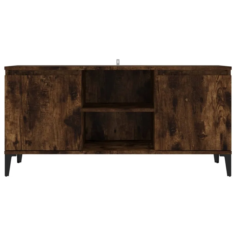 Meuble TV avec pieds en métal Chêne fumé 103,5x35x50 cm - 5