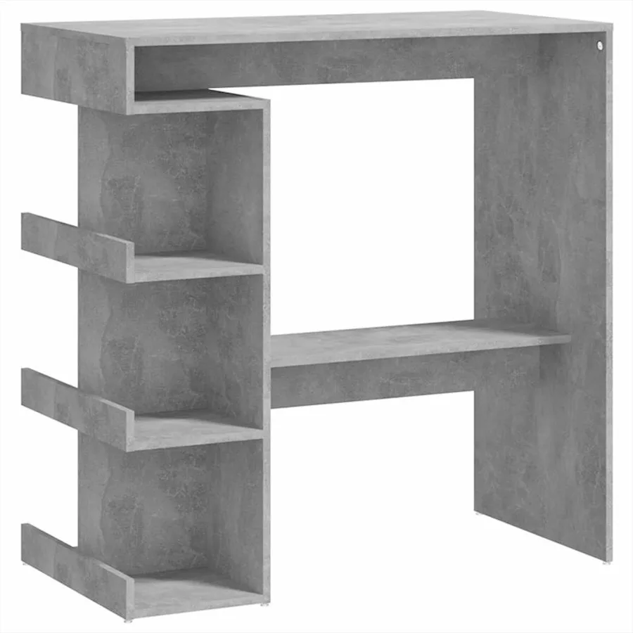 Table de bar étagère de rangement Gris béton Bois d'ingénierie - 2