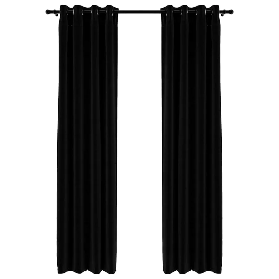 Rideaux occultants Aspect lin avec œillets 2 pcs Noir 140x245cm - 2