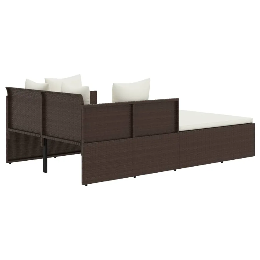 Chaise longue avec coussins marron 182x118x63 cm résine tressée - 5