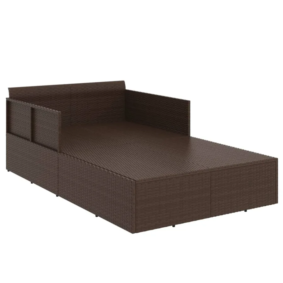 Chaise longue avec coussins marron 182x118x63 cm résine tressée - 6