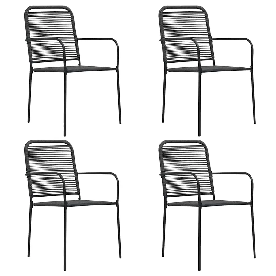 Ensemble à manger de jardin 5 pcs Corde en coton et acier Noir - 6