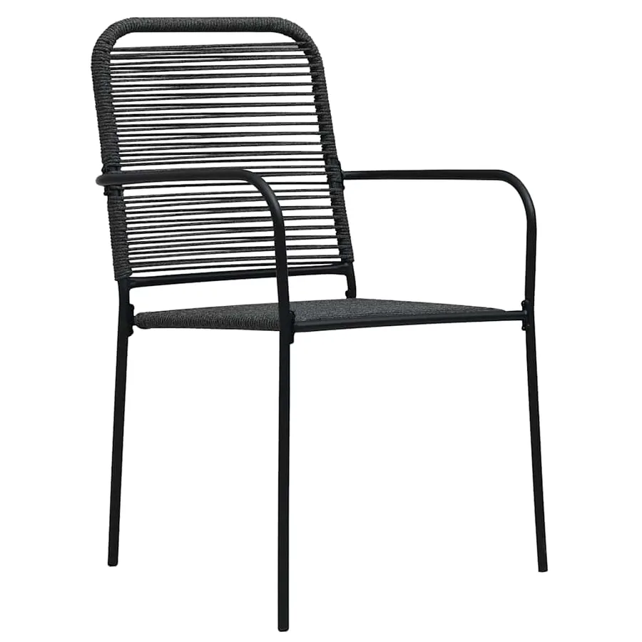 Ensemble à manger de jardin 5 pcs Corde en coton et acier Noir - 7