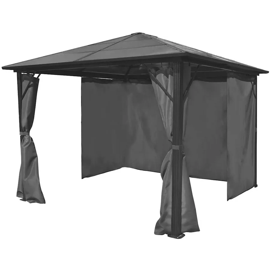 Belvédère avec rideau Anthracite Aluminium 300 x 300 cm - 2