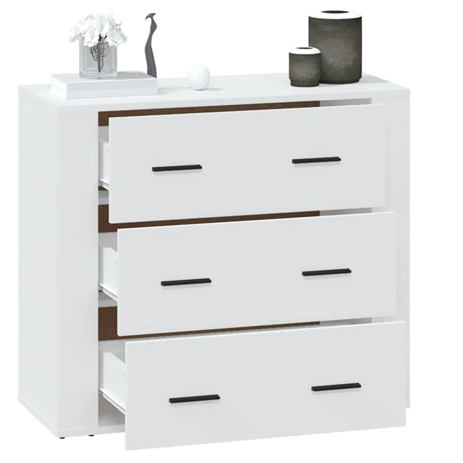 Buffet Blanc 80x33x70 cm Bois d'ingénierie - 8