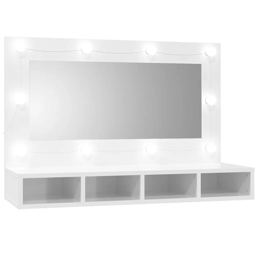 Armoire à miroir avec LED Blanc brillant 90x31,5x62 cm - 2