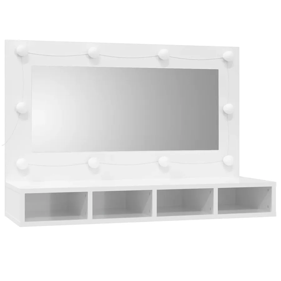 Armoire à miroir avec LED Blanc brillant 90x31,5x62 cm - 3
