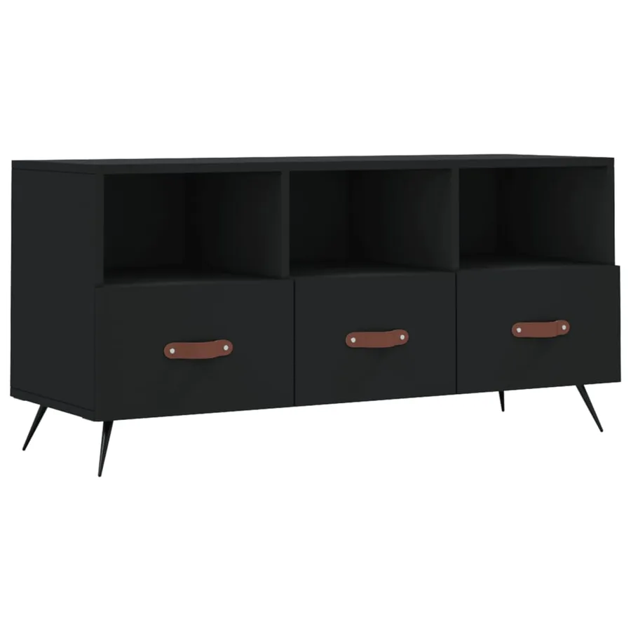 Meuble TV noir 102x36x50 cm bois d'ingénierie - 2