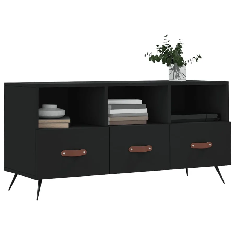 Meuble TV noir 102x36x50 cm bois d'ingénierie - 3