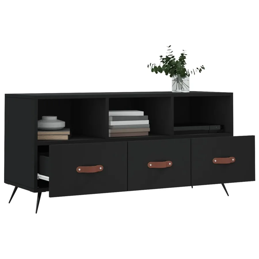 Meuble TV noir 102x36x50 cm bois d'ingénierie - 4