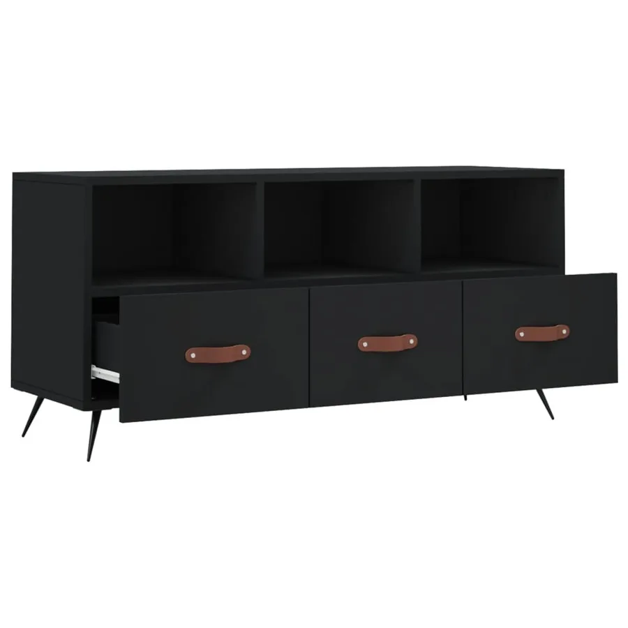 Meuble TV noir 102x36x50 cm bois d'ingénierie - 6