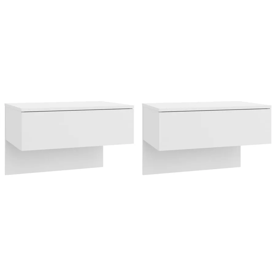 Tables de chevet murales 2 pcs Blanc brillant - 2