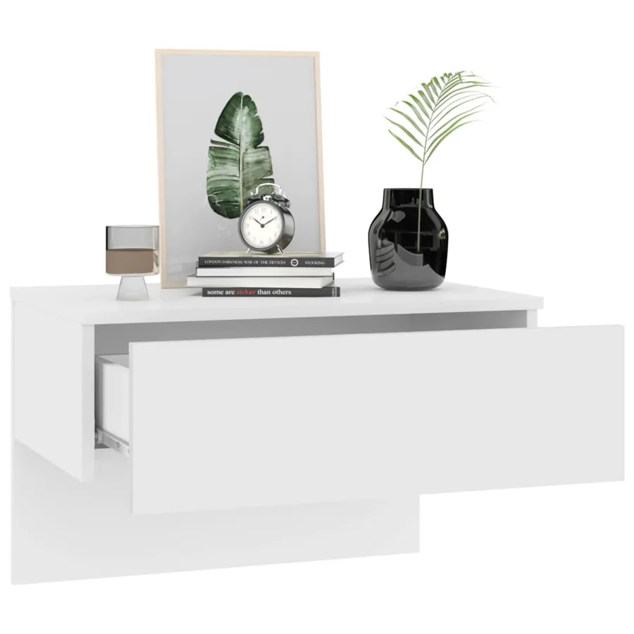 Tables de chevet murales 2 pcs Blanc brillant - 4
