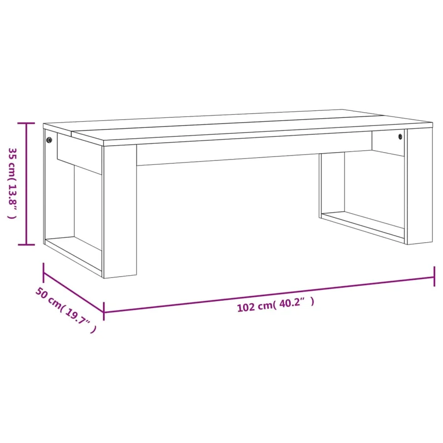 Table basse gris béton 102x50x35 cm bois d'ingénierie - 9