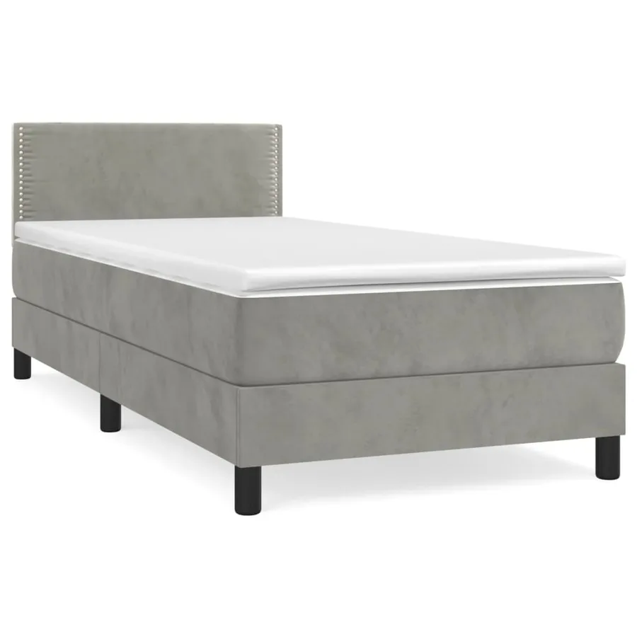 Sommier à lattes de lit et matelas Gris clair 90x200 cm Velours - 2