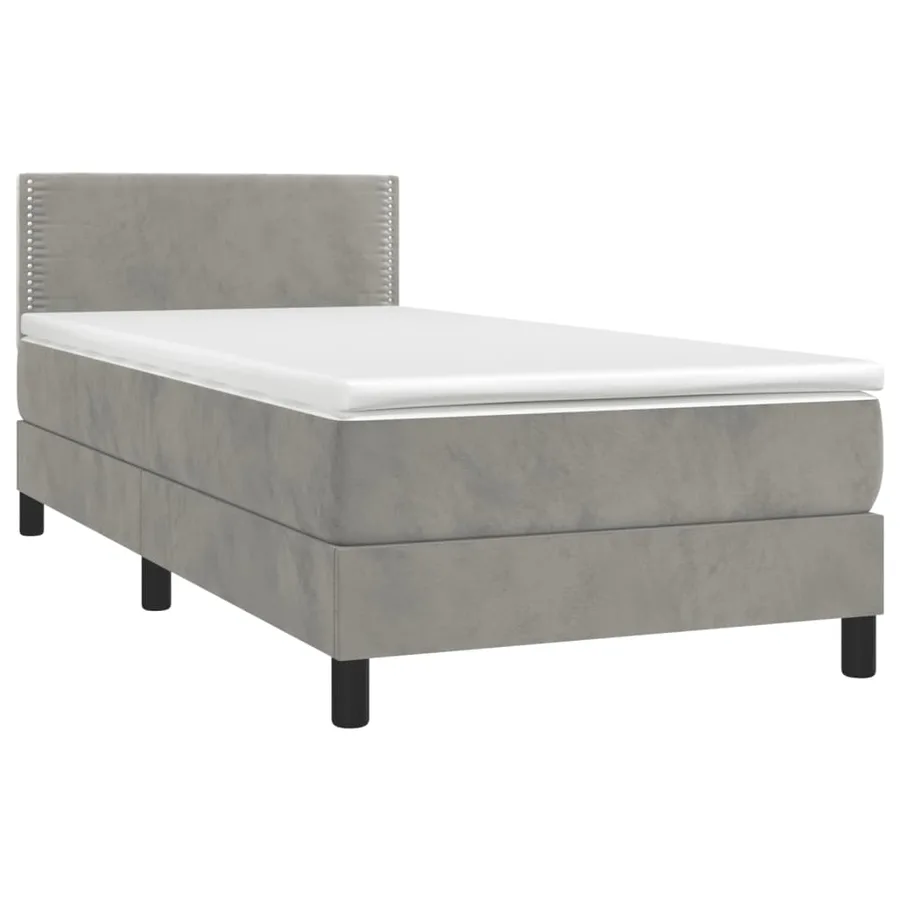 Sommier à lattes de lit et matelas Gris clair 90x200 cm Velours - 3
