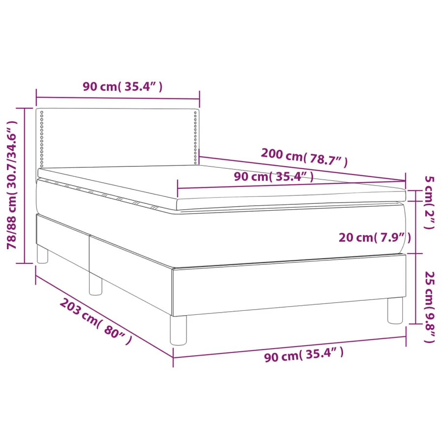 Sommier à lattes de lit et matelas Gris clair 90x200 cm Velours - 7