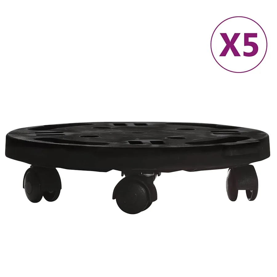 Chariots à plantes avec roues 5 pcs Diamètre 30 cm Noir 170 kg - 2