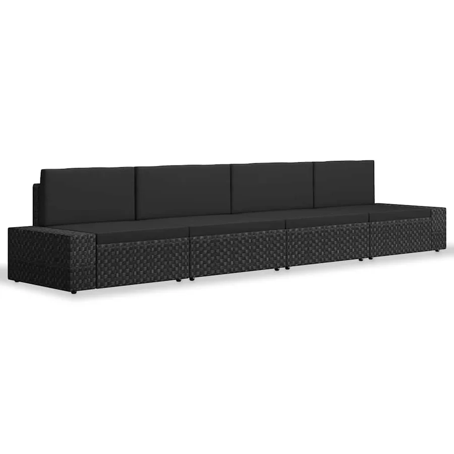 Salon de jardin 4 pcs Résine tressée Noir - 2