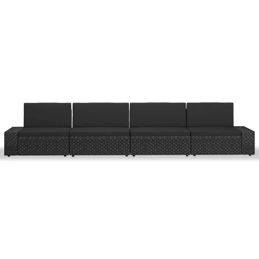 Salon de jardin 4 pcs Résine tressée Noir - 3