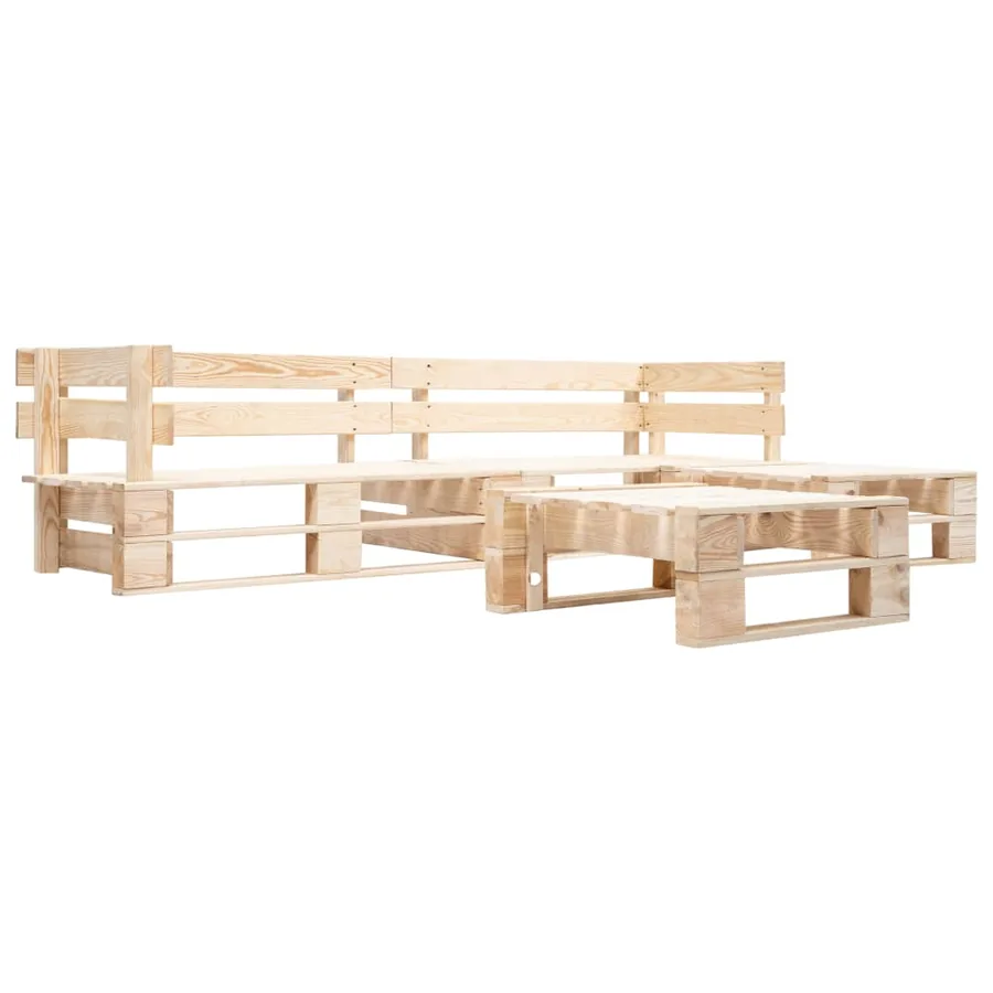 Canapés de jardin palette 4 pcs Naturel Bois
