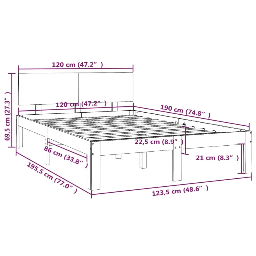 Cadre de lit sans matelas 120x190 cm - 8