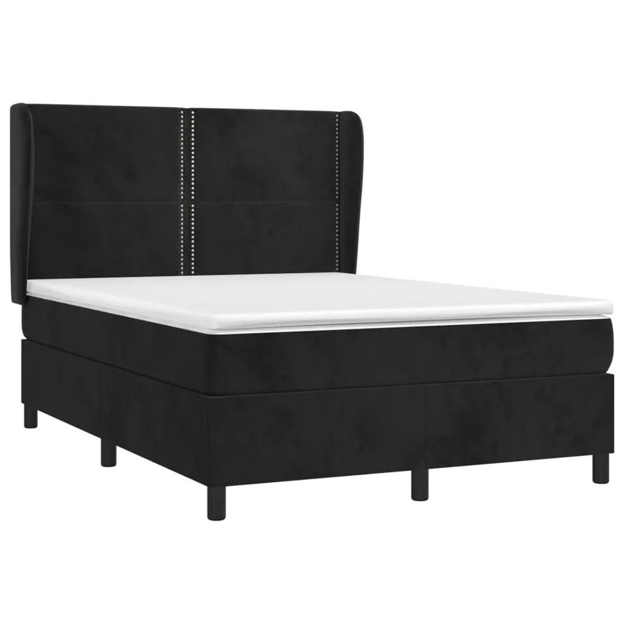 Sommier à lattes de lit avec matelas Noir 140x200 cm Velours - 3