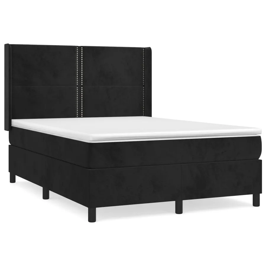 Sommier à lattes de lit avec matelas Noir 140x190 cm Velours - 2