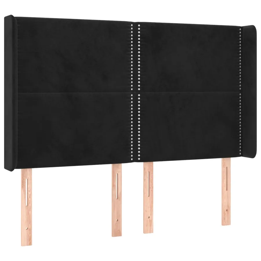 Sommier à lattes de lit matelas et LED Noir 140x190 cm Velours - 7