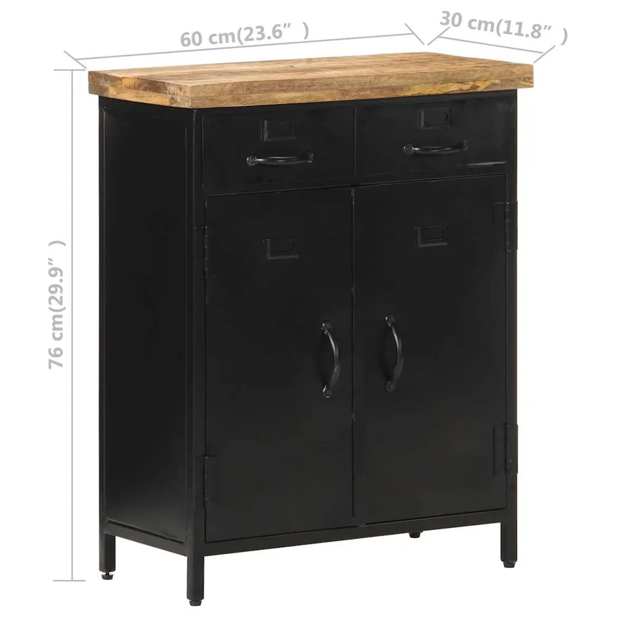 Buffet 60x30x76 cm Bois de manguier brut - 8