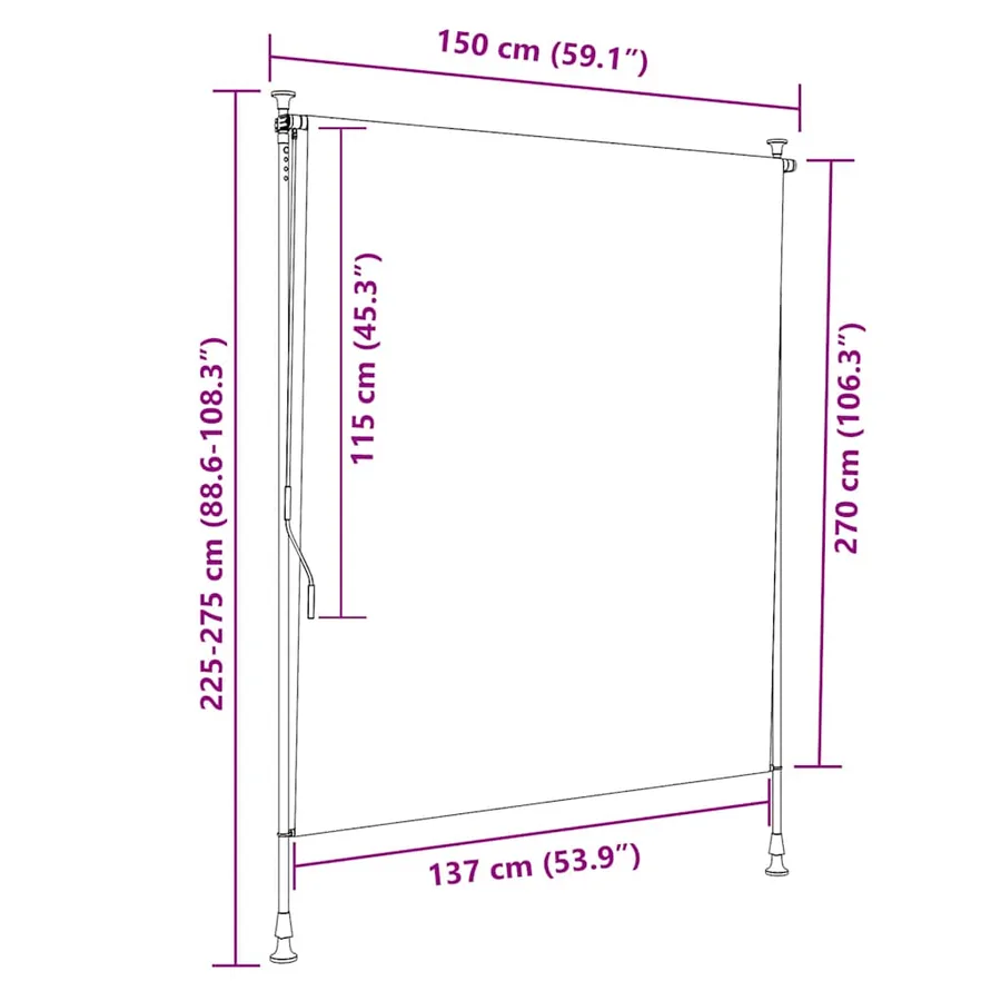 Store roulant d'extérieur 150 x 270 cm Anthracite - 7